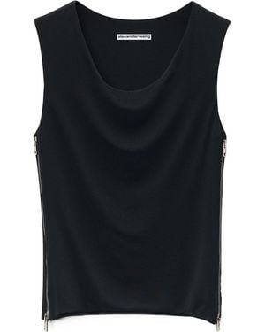 Alexander Wang Cowl-Neck Side-Zip Top - Black