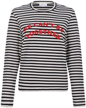 McQueen Slogan Embroidered Stried T-Shirt - White