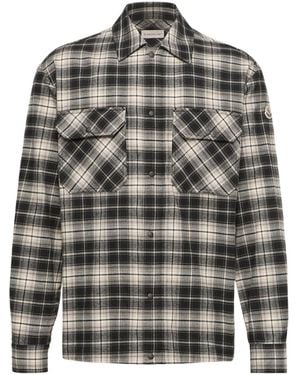 Moncler Checked Long-Sleeve Overshirt - Grey
