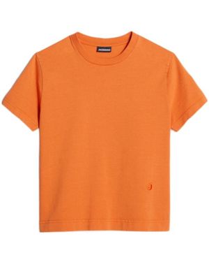 Jacquemus Ava Logo-Embroidered Cotton T-Shirt - Orange