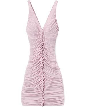 Alexander Wang Sheer Ruched Tank Minidress - Purple