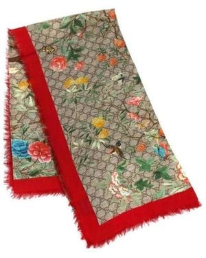 Gucci Floral Printed Scarf - Red