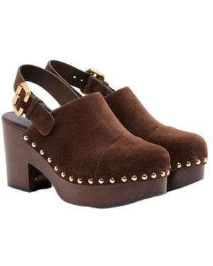 Chloé Jeannette Suede Clogs - Brown