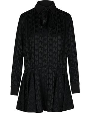 MSGM All-Over Patterned Long-Sleeved Dress - Black