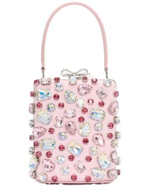 Self-Portrait Embellished Top Handle Clutch Bag - Pink