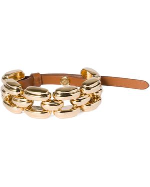 Miu Miu Metal And Leather Bracelet - Metallic