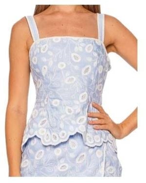 Jonathan Simkhai Mckenna Embroidered Scalloped Top - Blue