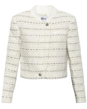 Self-Portrait Boucle Boxy Jacket - White