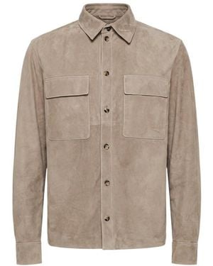 Agnona Pocket Leather Jacket - Brown