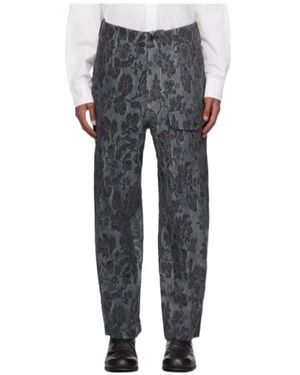 Uma Wang Floral Jacquard Pattern Track Pants - Gray