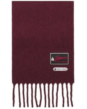 Lanvin Fringed Logo-Patch Scarf - Purple