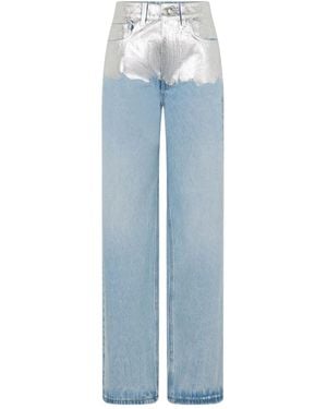 Rabanne Metallic Detailed Straight Leg Jeans - Blue