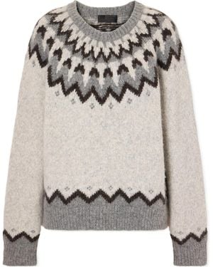 Nili Lotan Intarsia-Knit Wool And Alpaca Blend Jumper - Grey