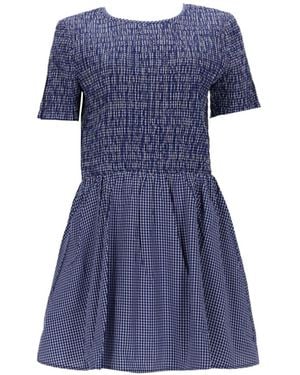 Baum und Pferdgarten Smocked Check Mini Dress - Blue