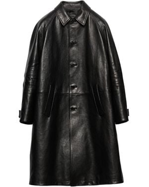 Prada Oversized Leather Coat - Black