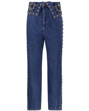 FARM Rio Embellished Balloon Jeans - Blue