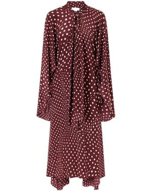 Stella McCartney Polka-Dot Tie-Neck Asymmetric Dress - Red