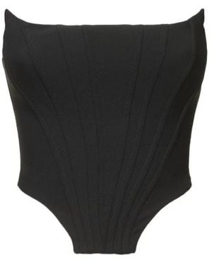 GIUSEPPE DI MORABITO Double Twisted Wool Corset Top - Black