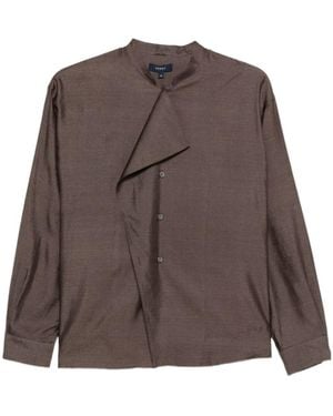 Soeur Stand Collar Asymmetric Shirt - Brown