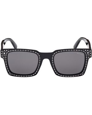 Moncler Eyewear X Palm Angels Crystal Embellishment Square-Frame Sunglasses - Multicolour