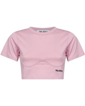 The Attico The Contoured Bra-Detail Cropped T-Shirt - Pink