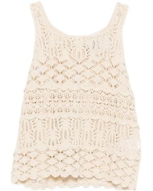Semicouture Openwork Sleeveless Top - Natural