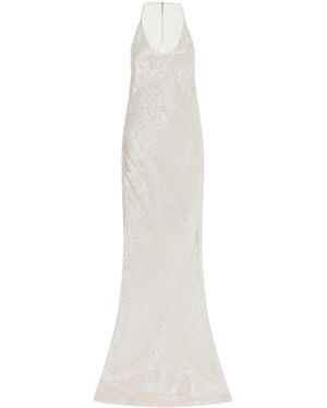 Tom Ford Metallic Lamé Maxi Dress - White