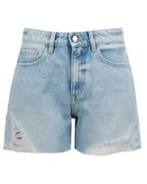 ICON DENIM Distressed High-Waist Shorts - Blue