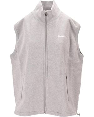 Miu Miu Zip-Up Drawstring Gilet - Gray
