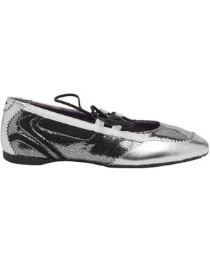 DIESEL Lace-Up Ballet Flats - White
