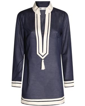 Tory Burch Tory V-Neck Tunic - Blue