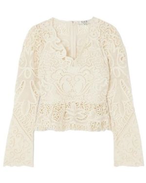 Sea Scalloped Edge Convex Bud Lace Top - White