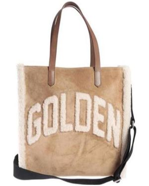 Golden Goose Logo Detailed Strapped Tote Bag - Natural