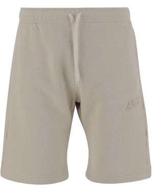 Autry Elasticated-Waistband Logo-Patch Shorts - Grey