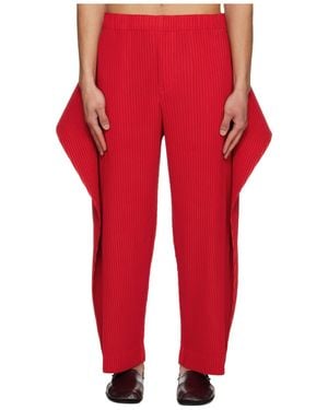 Homme Plissé Issey Miyake Cover And Fold Casual Trousers - Red