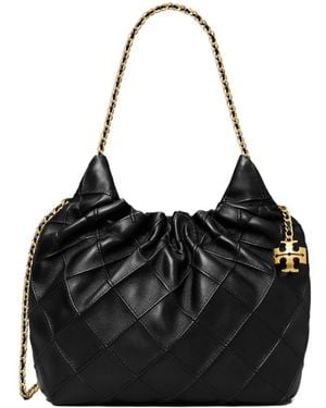 Tory Burch Fleming Drawstring Mini Hobo Bag - Black