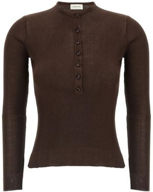 Magda Butrym 20 Ribbed Henley Knitted Jumper - Brown