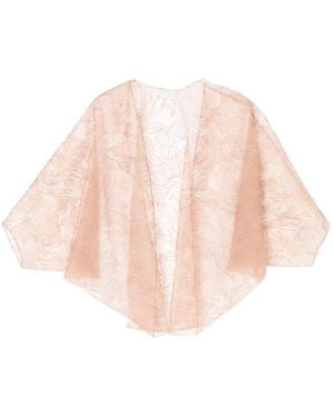 Emporio Armani Sheer Embroidered Cape - Natural