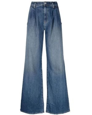 Nili Lotan Wide-Leg Bleach-Effect Denim Jeans - Blue