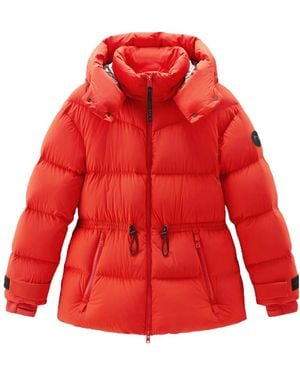 Woolrich Matt Hooded Down Jacket - Red