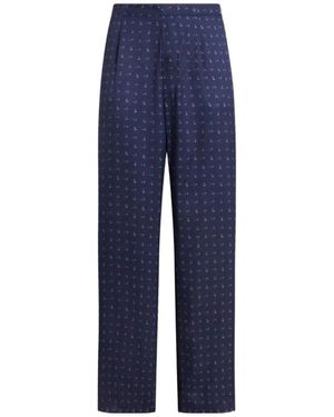 Etro Twill Trousers With Micro Paisley Motif - Blue