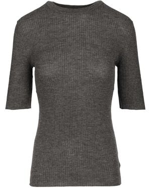 arch4 Ribbed Short-Sleeve Sweater - Gray