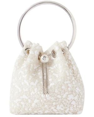 Jimmy Choo Imitation Pearl Tulle Bucket Bag - White