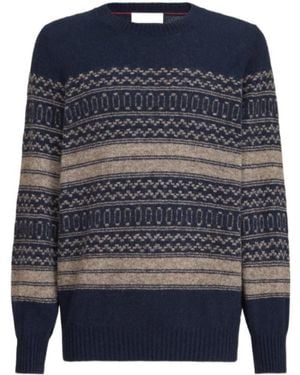 Brunello Cucinelli Fair Isle Crew Neck Knitted Jumper - Blue