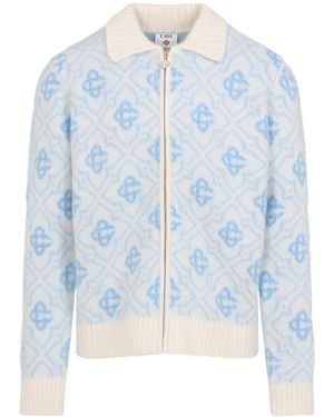 CASABLANCA Monogram Zipped Jumper - Blue