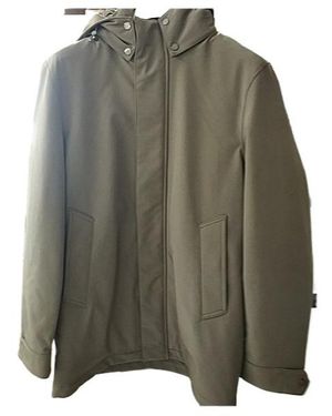 Woolrich Long Sleeved Hooded Buttoned Coat - Green
