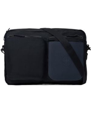 Stone Island Crossbody Bag With Pockets And Adjustable Strap - Blue