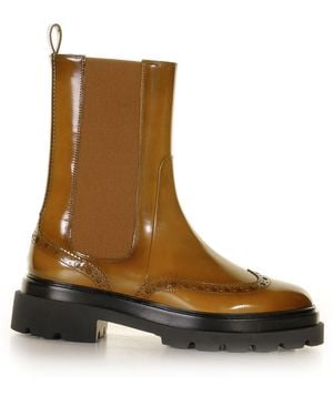Santoni Round Toe Ankle Boots - Brown