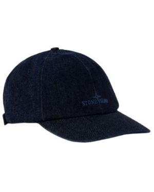 Stone Island Baseball Cap With Embroidered Logo - Blue