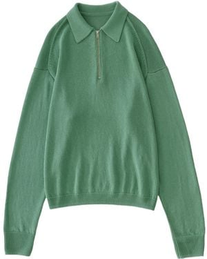 Studio Nicholson Heddy Zip Polo Sweater - Green